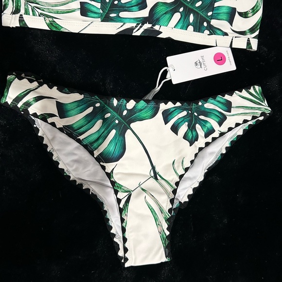 Cupshe Bikini Set Large Tropical Palm Leaf Print Swimsuit NEW NWT Summer Trend - Picture 4 of 10